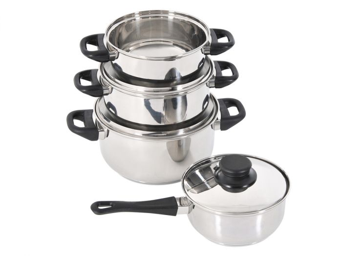 Set di 4 pentole in acciaio inox